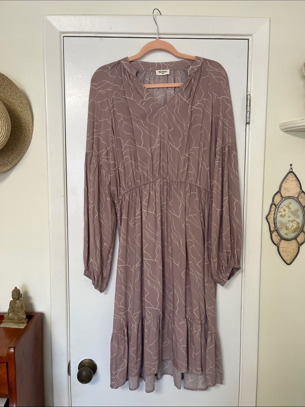 World Market Dress S/M Lavender Lilac Boho Ruffle